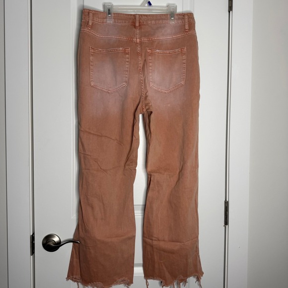 Vervet Distressed Flare Jeans Orange Peach Size 29 Ripped Raw Hem - Picture 4 of 5